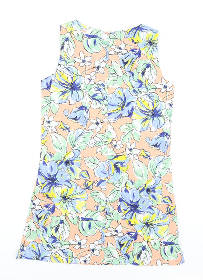 Asura Womens Pink Floral Polyester A-Line One Size Boat Neck Zip