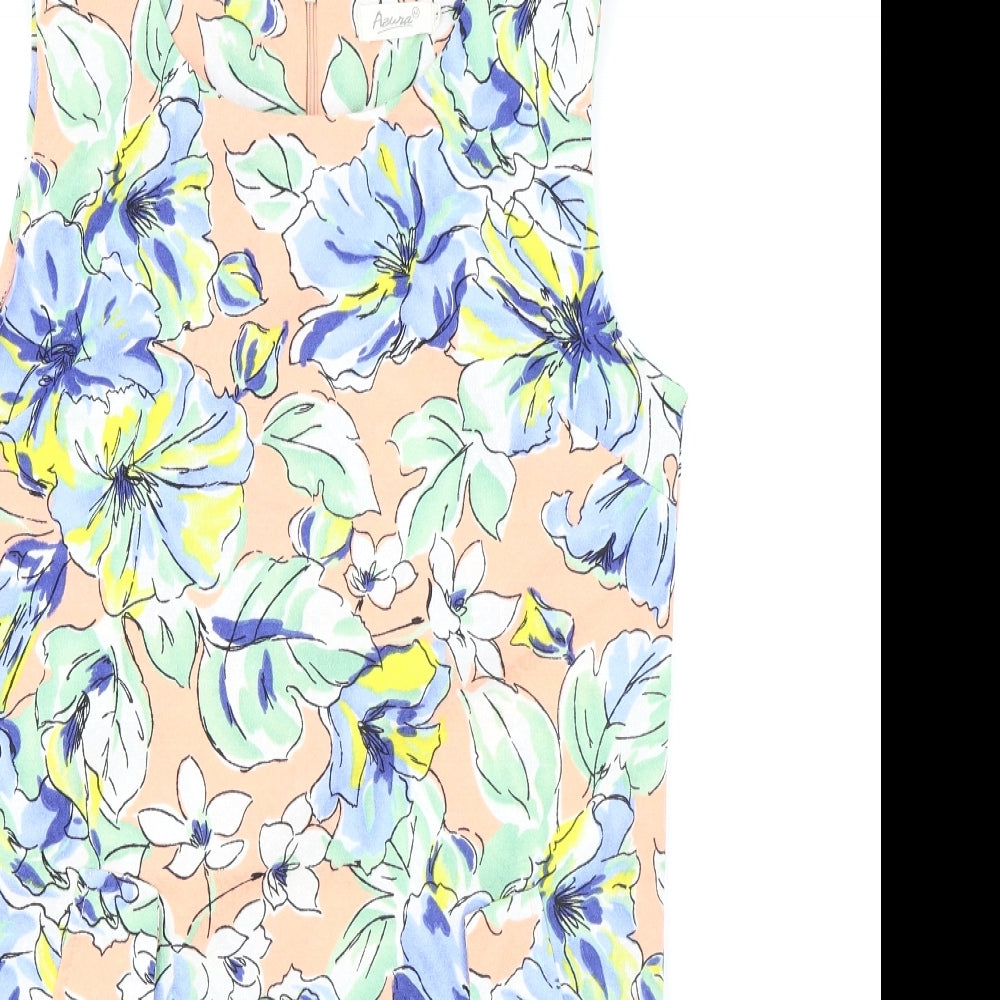 Asura Womens Pink Floral Polyester A-Line One Size Boat Neck Zip