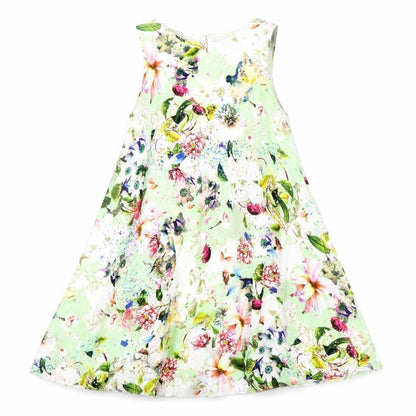 Love Womens Green Floral Polyester Fit & Flare Size S Boat Neck Button