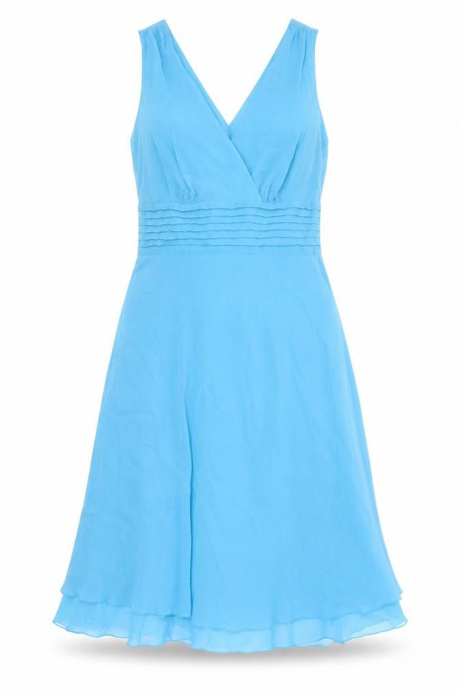 South Womens Blue Polyester Fit & Flare Size 10 V-Neck Zip