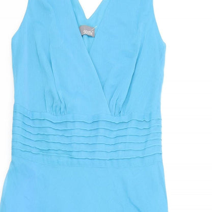 South Womens Blue Polyester Fit & Flare Size 10 V-Neck Zip