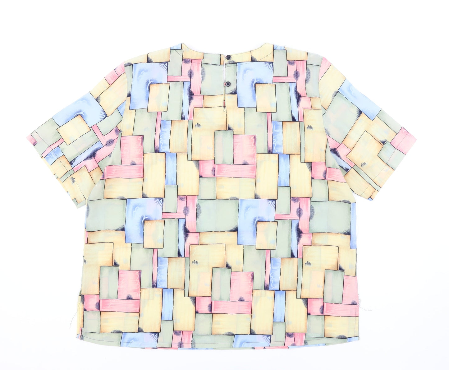 Modern Essentials Womens Multicoloured Geometric Polyester Tunic Blouse Size L Round Neck