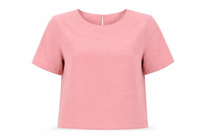 Lauren Lee Womens Pink Polyester Basic Blouse Size S Round Neck