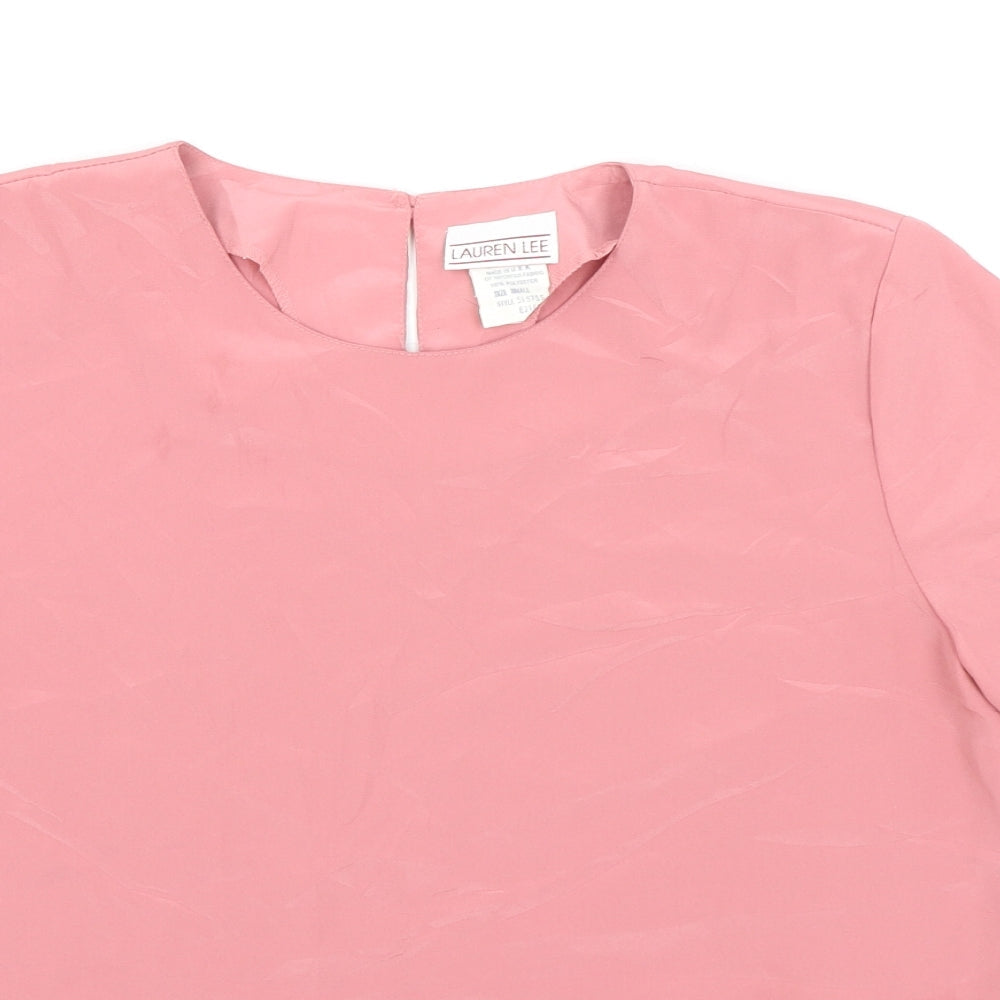 Lauren Lee Womens Pink Polyester Basic Blouse Size S Round Neck