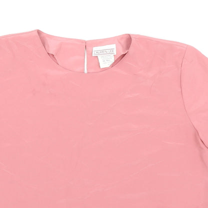 Lauren Lee Womens Pink Polyester Basic Blouse Size S Round Neck