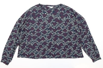 Primark Womens Blue Round Neck Geometric Polyester Pullover Jumper Size XL