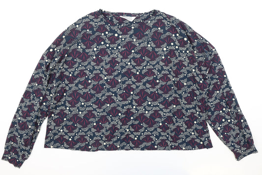 Primark Womens Blue Round Neck Geometric Polyester Pullover Jumper Size XL