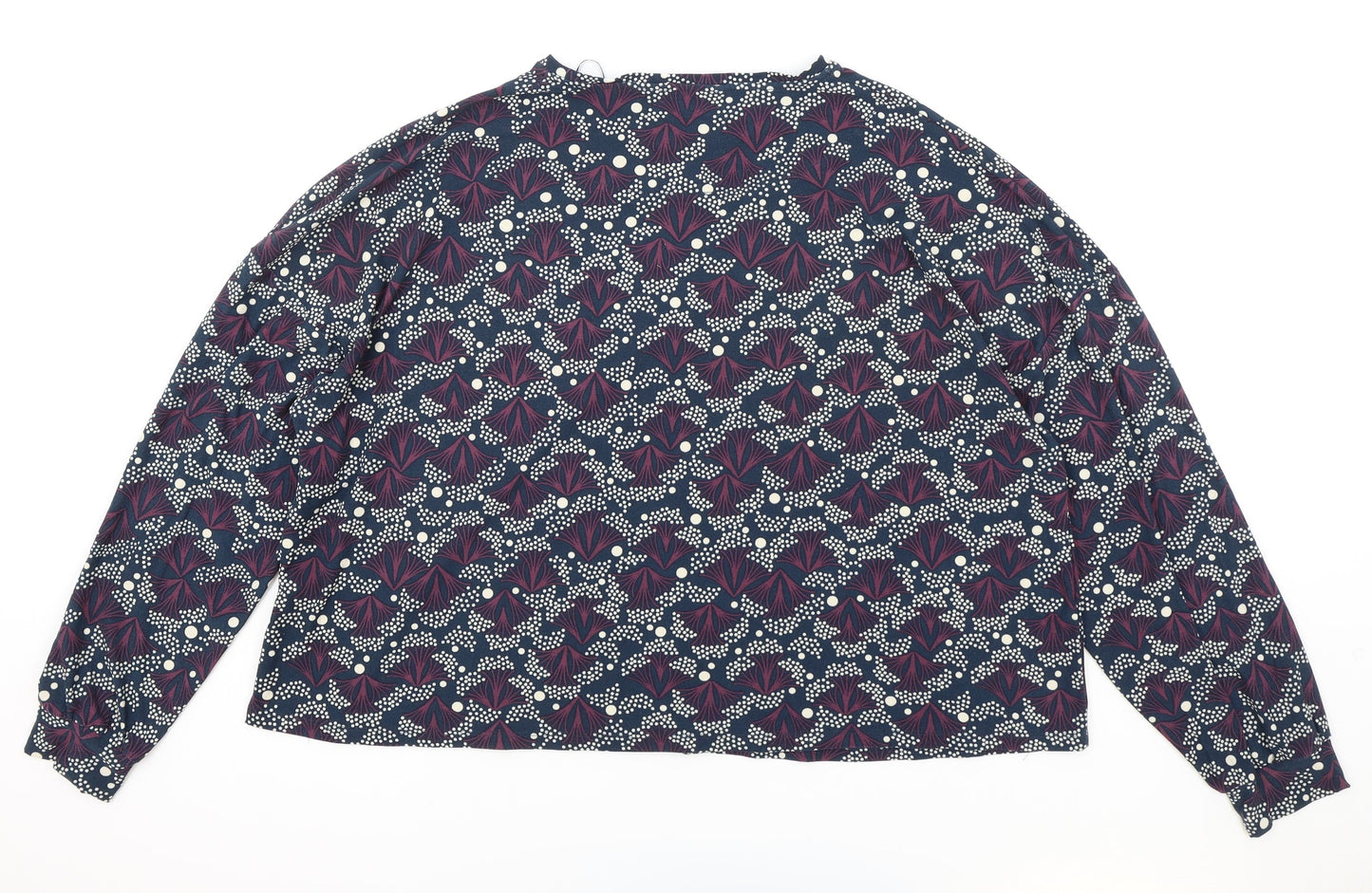 Primark Womens Blue Round Neck Geometric Polyester Pullover Jumper Size XL