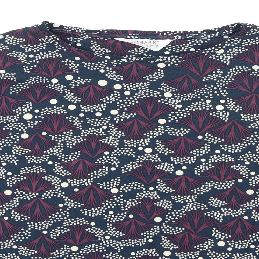 Primark Womens Blue Round Neck Geometric Polyester Pullover Jumper Size XL