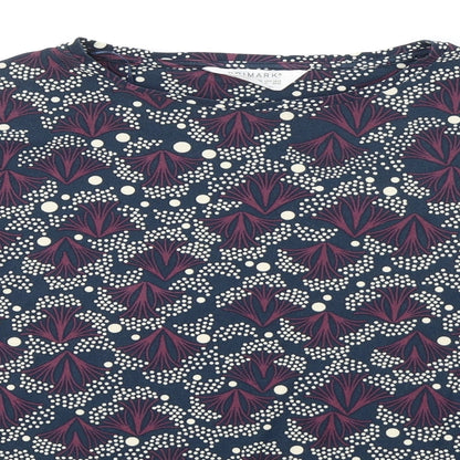 Primark Womens Blue Round Neck Geometric Polyester Pullover Jumper Size XL