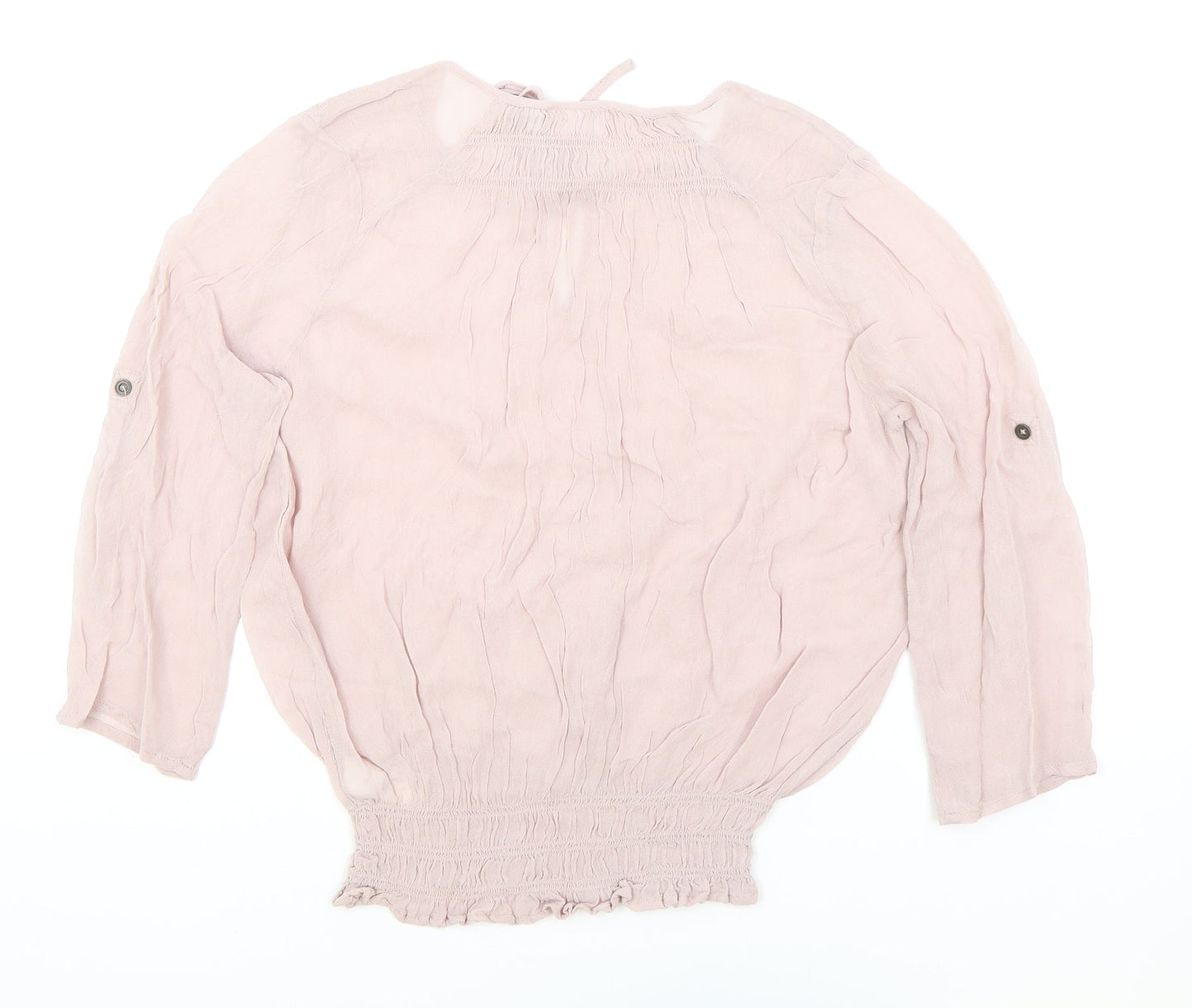 Womens UK Size 14 NEXT Pink Cropped Blouse