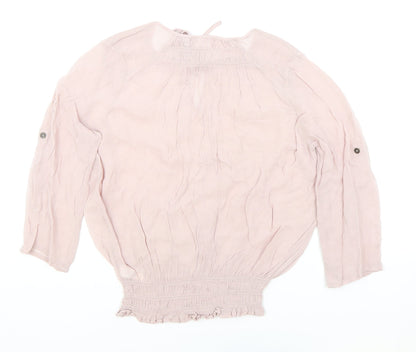 Womens UK Size 14 NEXT Pink Cropped Blouse