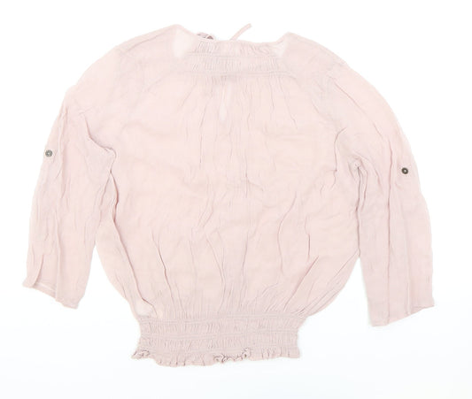Womens UK Size 14 NEXT Pink Cropped Blouse