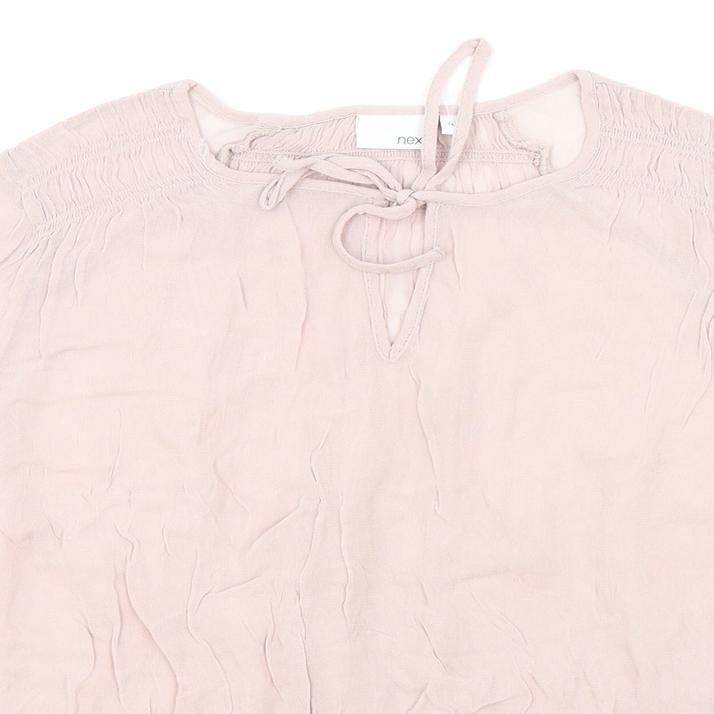 Womens UK Size 14 NEXT Pink Cropped Blouse