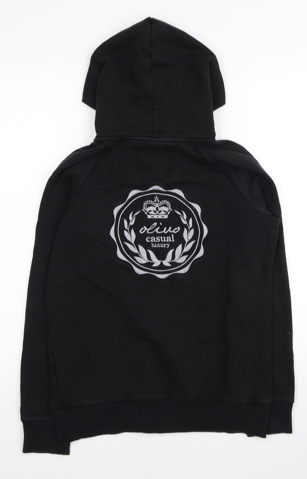 Olivo Boys Black Cotton Full Zip Hoodie Size L Zip - Casual Luxury