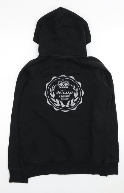 Olivo Boys Black Cotton Full Zip Hoodie Size L Zip - Casual Luxury