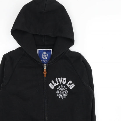 Olivo Boys Black Cotton Full Zip Hoodie Size L Zip - Casual Luxury