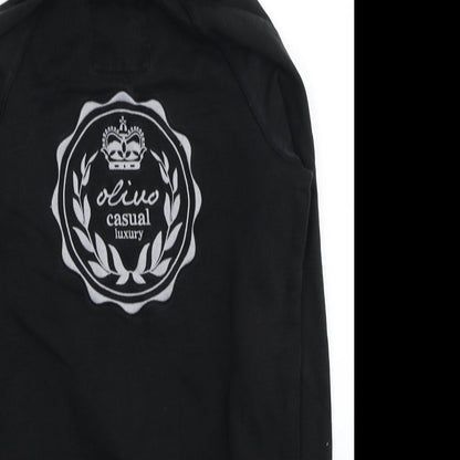 Olivo Boys Black Cotton Full Zip Hoodie Size L Zip - Casual Luxury