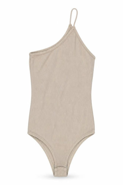 Trendyol Womens Beige Polyester Bodysuit One-Piece Size S Snap - Ribbed
