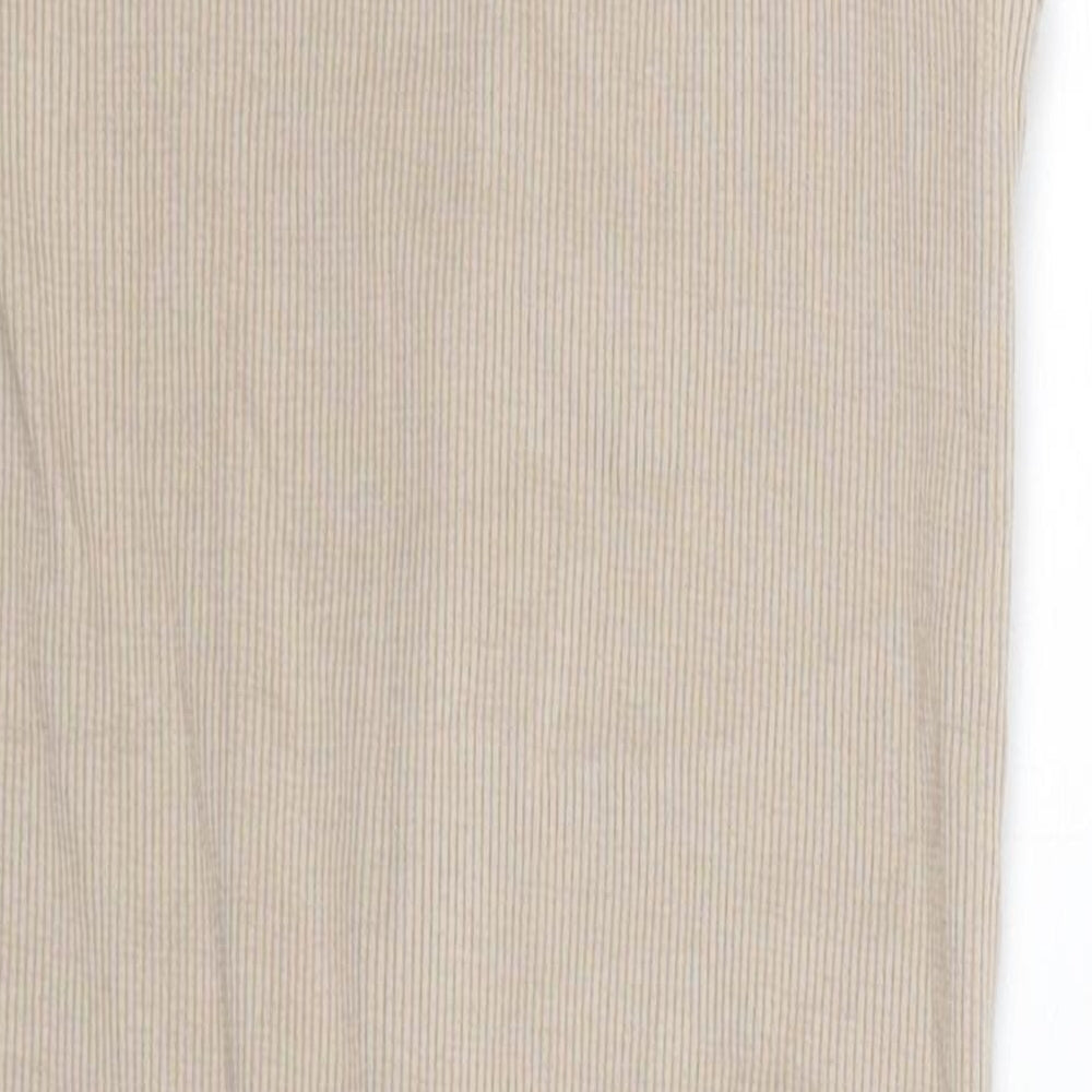 Trendyol Womens Beige Polyester Bodysuit One-Piece Size S Snap - Ribbed