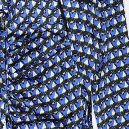 Zara Womens Blue Geometric Polyester Mini Size S Scoop Neck Zip
