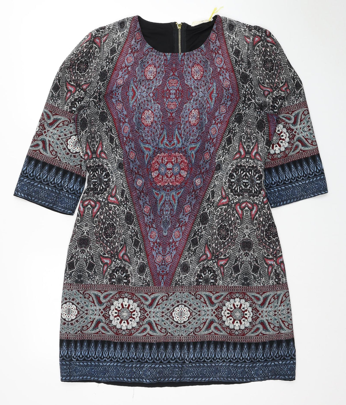 Bow & Arrow Womens Multicoloured Geometric Polyester A-Line Size L Scoop Neck Zip