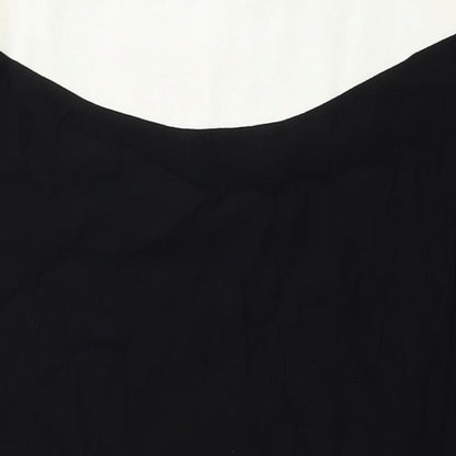 Miss Selfridge Womens Black Colourblock Viscose A-Line Size 14 Scoop Neck Button