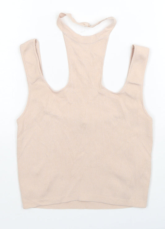 Womens UK Size S Zara Beige Cropped Tank