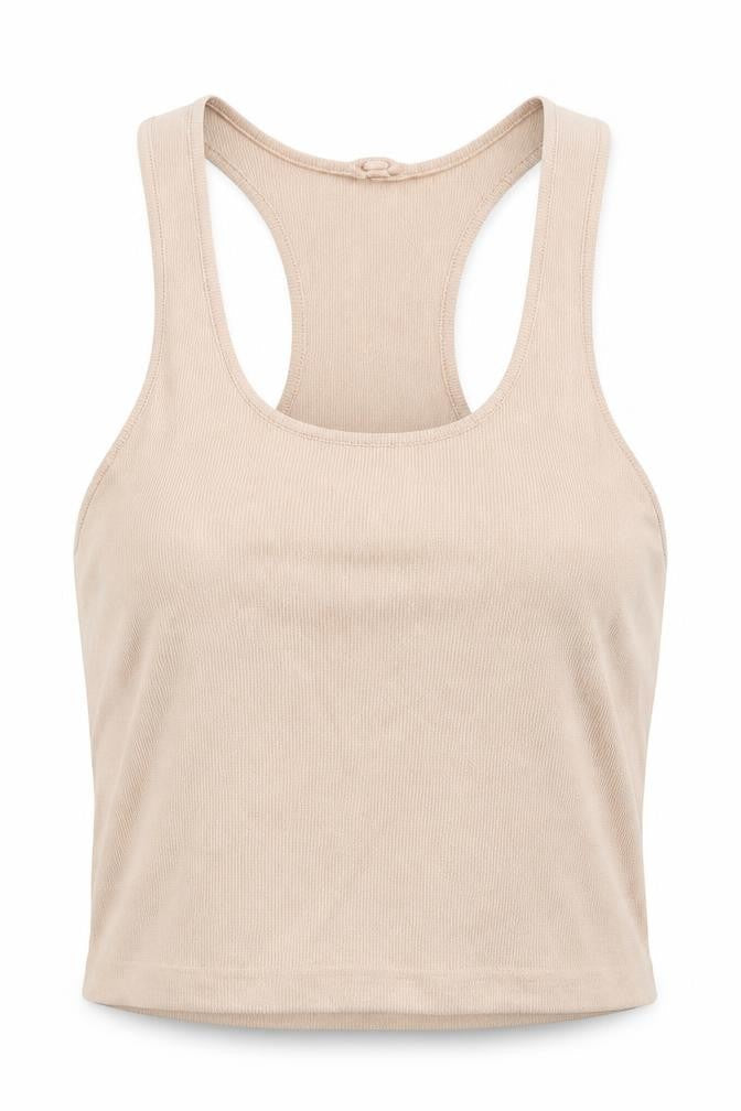 Womens UK Size S Zara Beige Cropped Tank