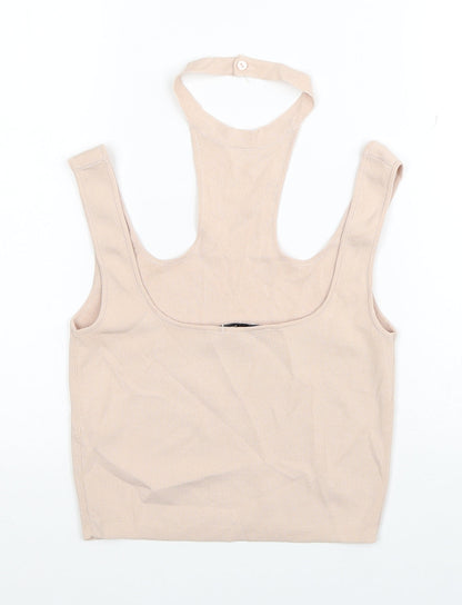 Womens UK Size S Zara Beige Cropped Tank
