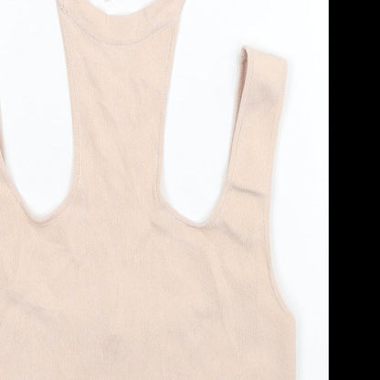 Womens UK Size S Zara Beige Cropped Tank