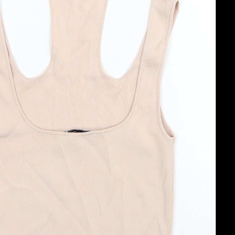 Womens UK Size S Zara Beige Cropped Tank