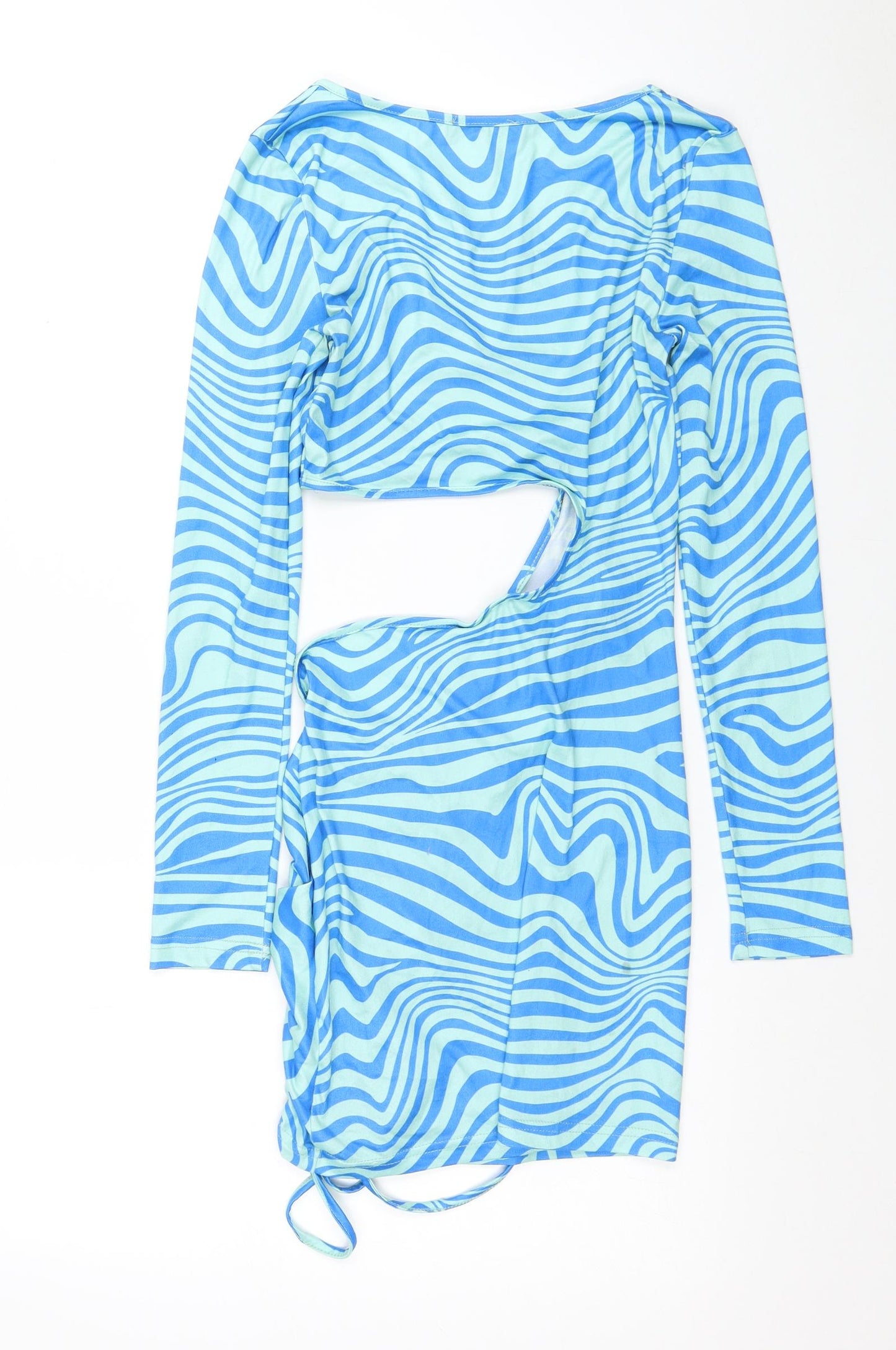 SheIn Womens Multicoloured Geometric Viscose Mini Size XS Scoop Neck Pullover