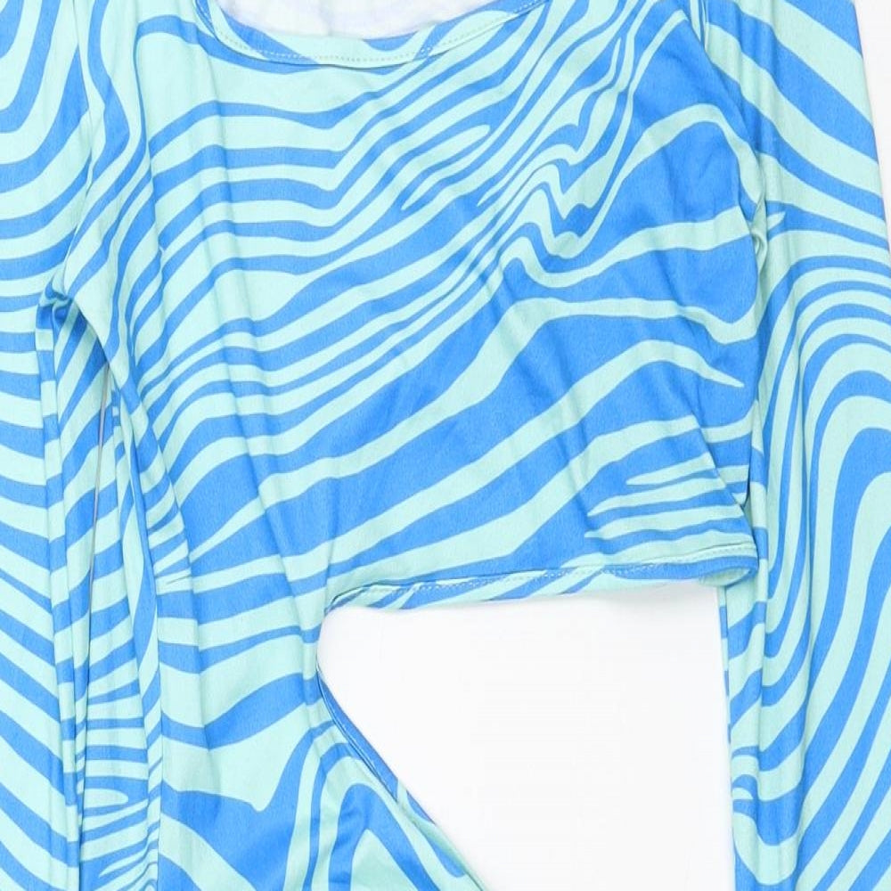 SheIn Womens Multicoloured Geometric Viscose Mini Size XS Scoop Neck Pullover