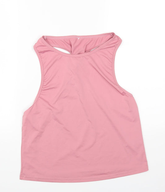 SheIn Womens Pink Polyester Basic Tank Size S Round Neck