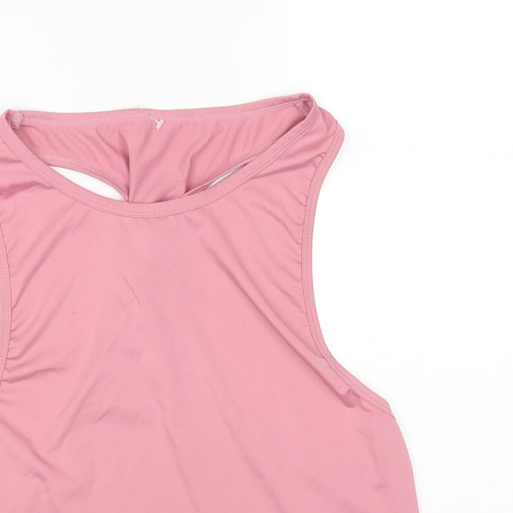 SheIn Womens Pink Polyester Basic Tank Size S Round Neck