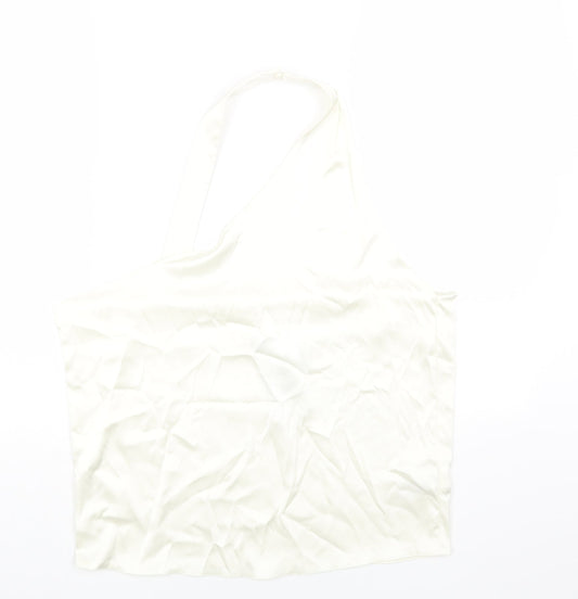 Womens UK Size L Zara White Cropped Tank