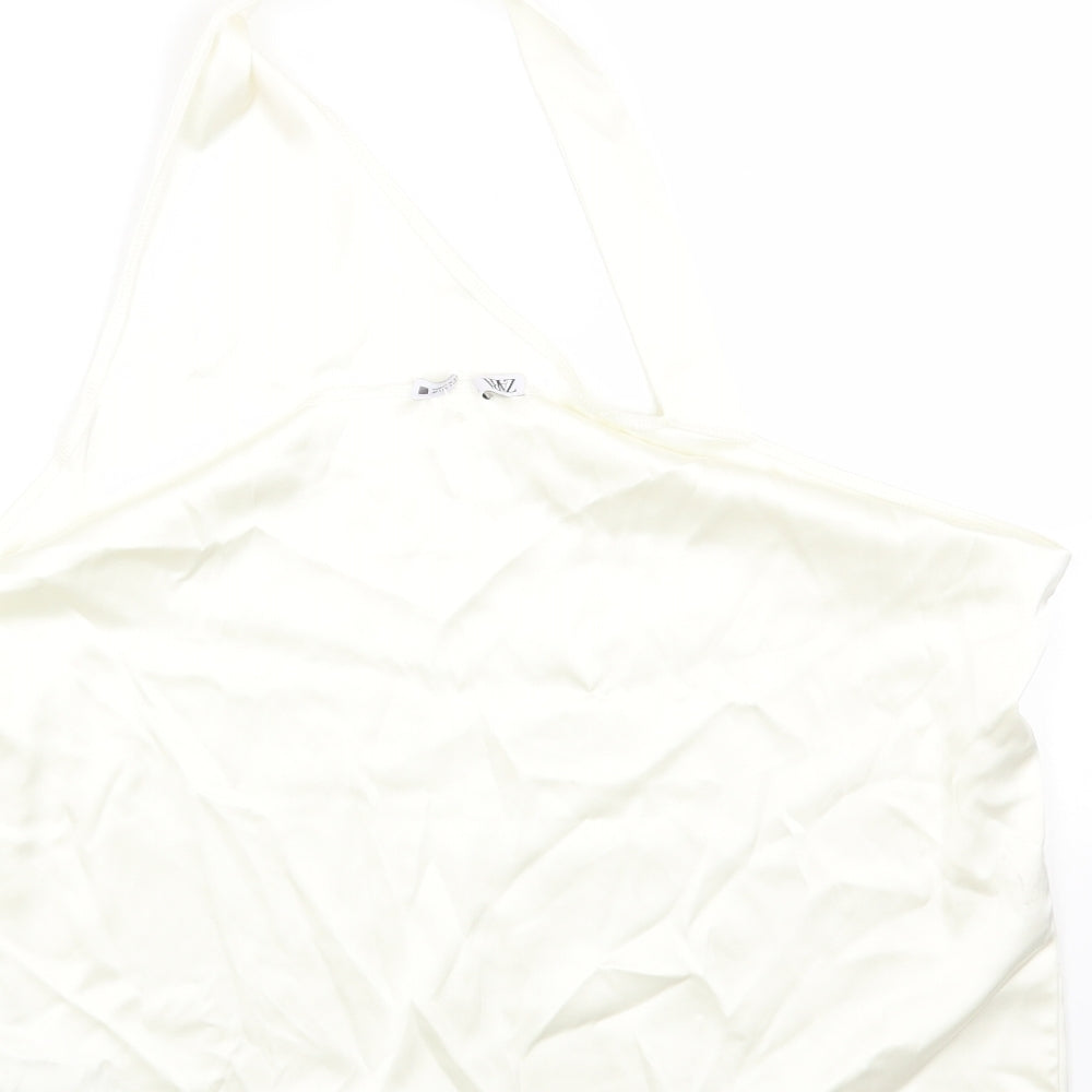 Womens UK Size L Zara White Cropped Tank