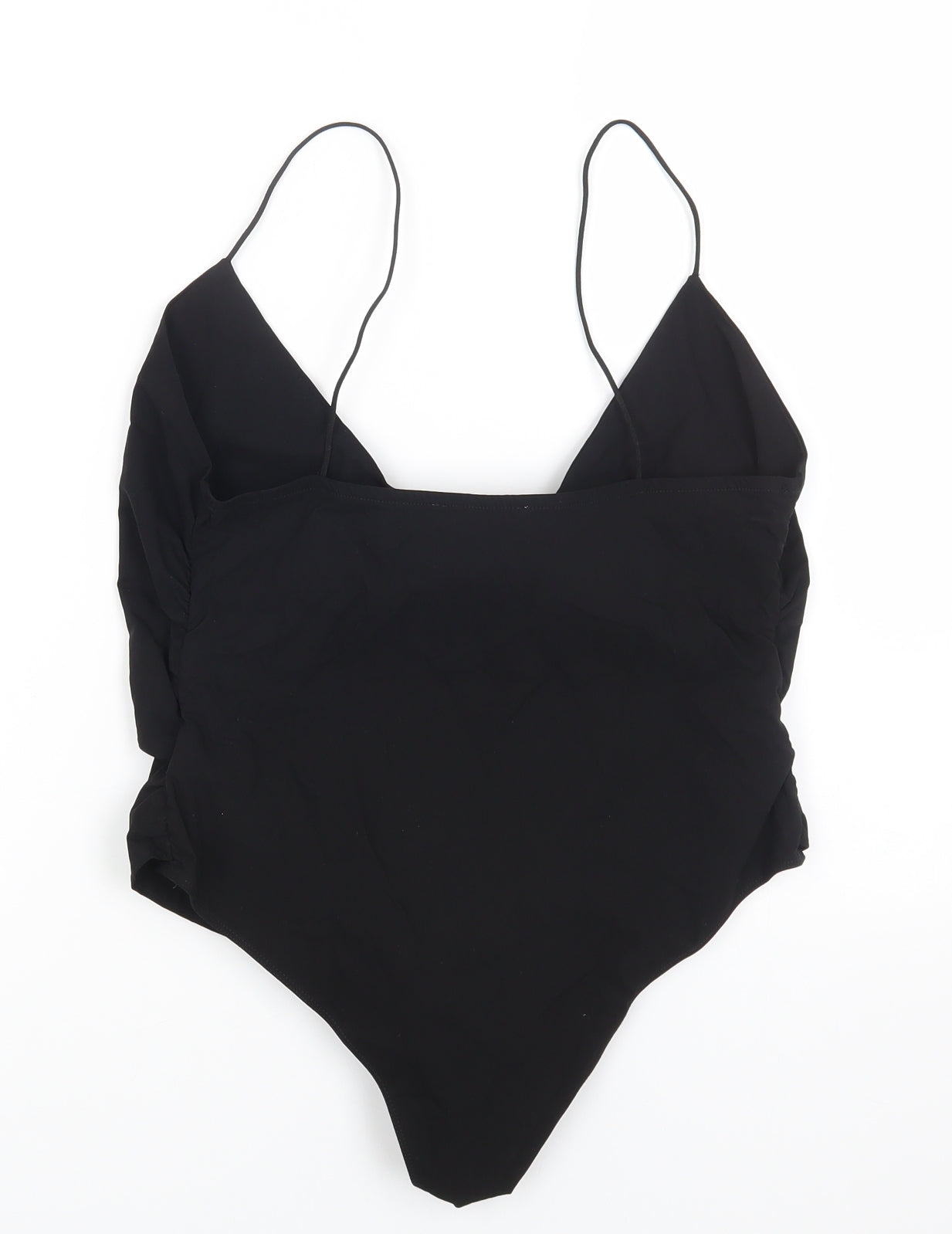 Zara Womens Black Viscose Bodysuit One-Piece Size L Snap