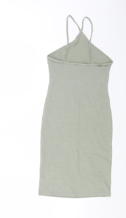 H&M Womens Green Cotton Bodycon Size XS Halter Pullover