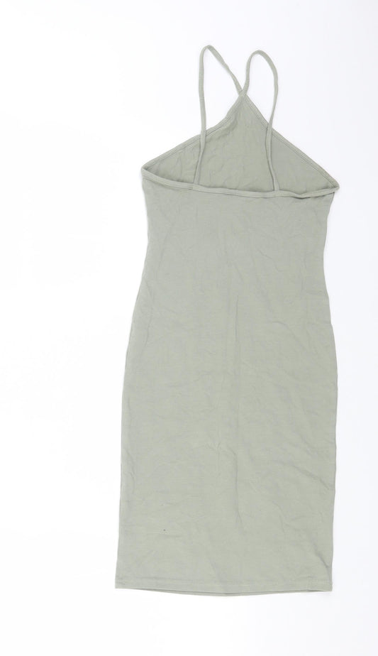 H&M Womens Green Cotton Bodycon Size XS Halter Pullover
