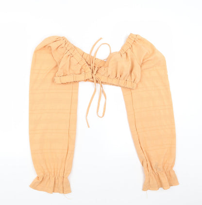 SheIn Womens Orange Polyester Cropped T-Shirt Size M Off the Shoulder