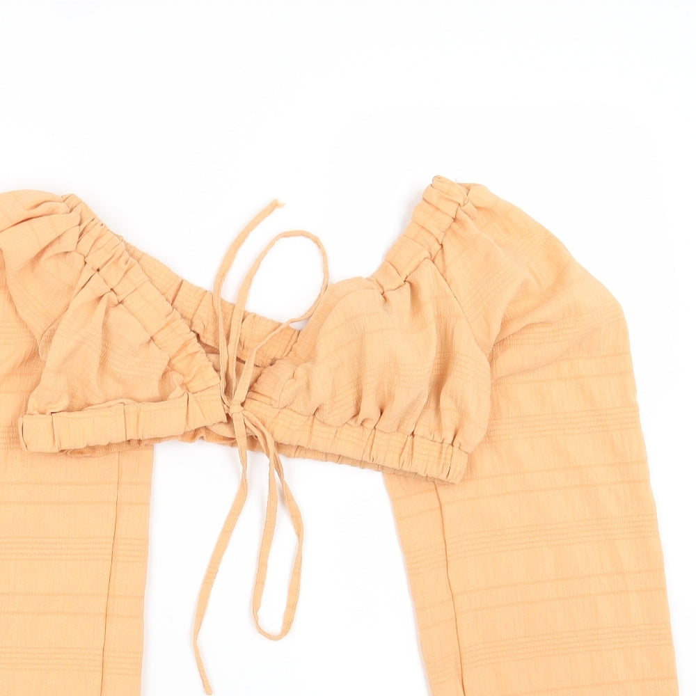 SheIn Womens Orange Polyester Cropped T-Shirt Size M Off the Shoulder