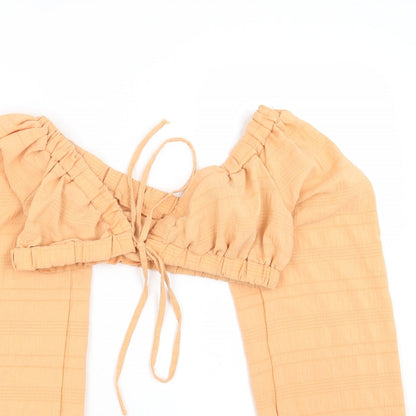 SheIn Womens Orange Polyester Cropped T-Shirt Size M Off the Shoulder