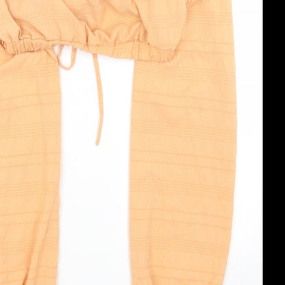 SheIn Womens Orange Polyester Cropped T-Shirt Size M Off the Shoulder