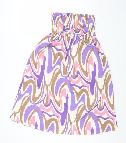 SheIn Womens Multicoloured Geometric Polyester Fit & Flare Size M Off the Shoulder Pullover