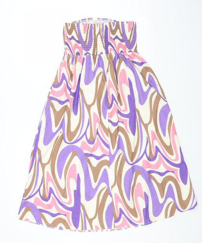 SheIn Womens Multicoloured Geometric Polyester Fit & Flare Size M Off the Shoulder Pullover