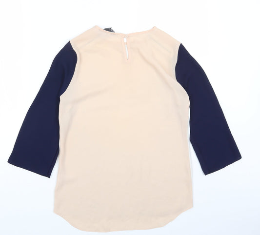 Primark Womens Multicoloured Colourblock Polyester Basic Blouse Size 6 Round Neck
