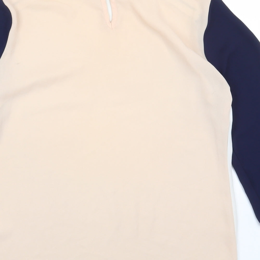 Primark Womens Multicoloured Colourblock Polyester Basic Blouse Size 6 Round Neck