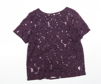 Womens UK Size 12 Preworn Purple Basic T-Shirt